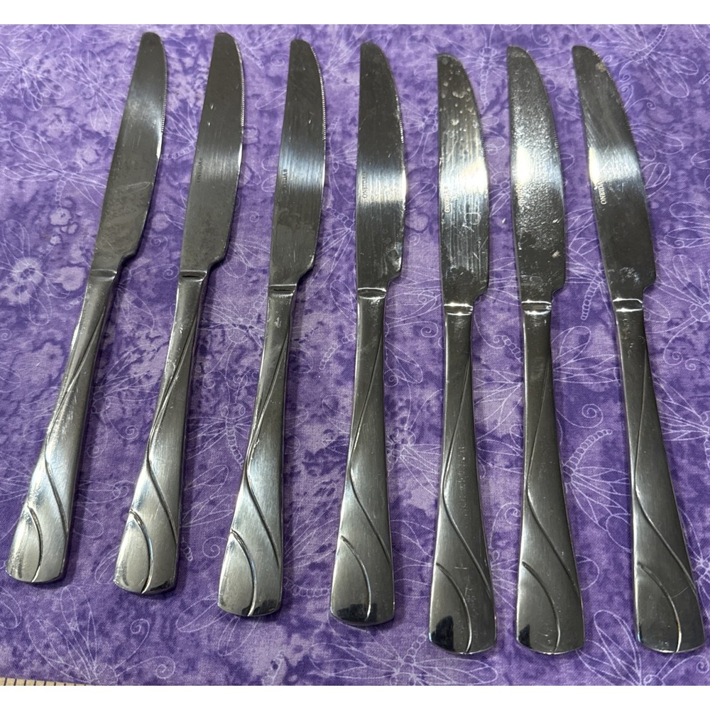 Oneida River Glossy Solid Dinner Knife Stainless Flatware Silverware Set Of 7